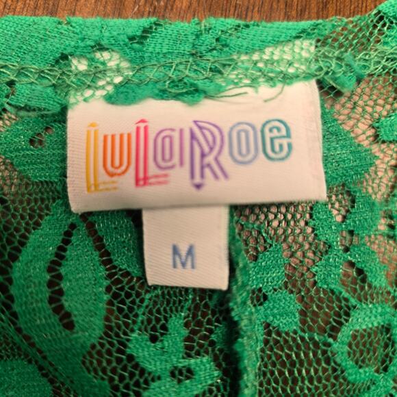 Women's Lularoe Green Lace Kimono Cardigan 3/4 Sleeves | Size Medium - Picture 6 of 7